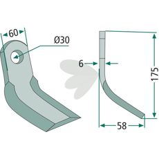 Y-hammer fra Agromet med hul 30mm, designet til høj effekt og nem installation.