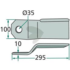 Højre kniv for Szolnoki, 35 mm, optimal til maskinmodellen 268-RZ3.