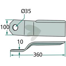 Højrekniv til Szolnoki, 35 mm, tilpasset til model 222-RZ3.