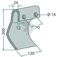 Slagkniv Dücker med hul på 14 mm, en nøglekomponent til maskiner.