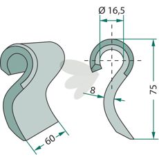 Slagkniv Type MS-R, robust og pålidelig til forskellige landbrugsapplikationer.
