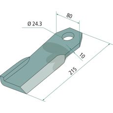 Humus slagkniv med hul 24,3 mm, perfekt til jordbearbejdning.
