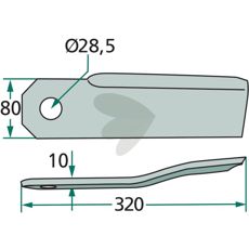 Venstre kniv 1590595, designet til effektiv traktorpræstation.