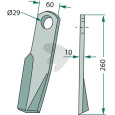 Venstre slagkniv fra Fischer, 60X260mm med 29 mm hul, for optimal skæring.
