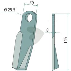 Venstre slagkniv Fischer med 25,5 mm hul, ideel til effektiv skæring.