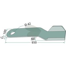 Venstre kniv med 12 mm tykkelse, fremragende for maskiner og langvarig anvendelse.