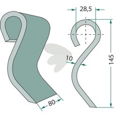 Slagkniv Dücker med hul på 28,5 mm, perfekt til landbrug og traktorreparation.