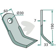 Y-slagle til Agromet, Saphir, Saxonia med hul på 30 mm, effektiv i arbejde.