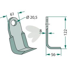 Vinkelkniv, perfekt til at håndtere vanskelige vinkler i landbrugsarbejde.