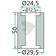 Indre bøsning 12,5X29,5X50 mm, perfekt til præcision og pasform.