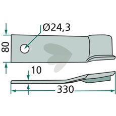 Højre slagkniv til HKP 1600, sikrer mere effektivt arbejde.