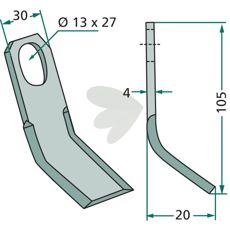 Y-slag med hul 13X27mm til Iseki, sikker og holdbar løsning.