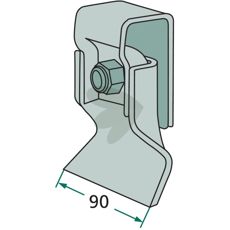 Slag med beslag og skrue, ideel til sikker montering i udstyr.