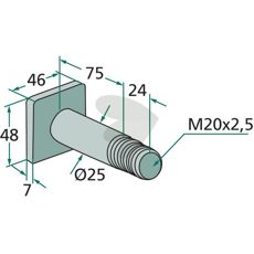 Bolt M20X2,5, 46X48mm