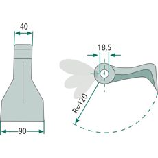 Hammerhoved 40/90mm med 18,5mm hul, egnet til Agrimaster og Lagarde.