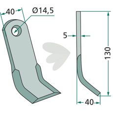 Y-skær 40X130mm med hul på 14,5mm, effektiv til landbrugets behov.
