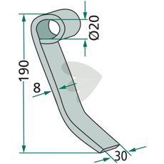 Skær 190X30mm fra Kverneland, fremragende til præcis jordbearbejdning.