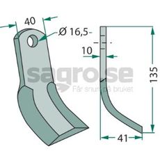 Y-skær Kverneland (Maletti) med 16,5mm hul, perfekt til robust brug.