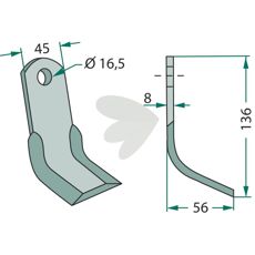 Y-skær Terranova fra Maschio med hul 16,5mm, ideel til professionel brug.