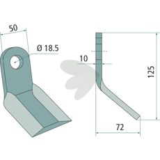Y-flail M.E.A.A.T. med et hul på 18,5 mm, ideel til præcisionsarbejde.