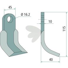 Y-flail M.E.A.A.T. med 16,2 mm hul, perfekt til fokuserede skæreopgaver.