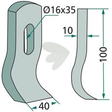 Slagkniv med 16X35 mm hul, kompatibel med Herder, Gilbers og Mulag.