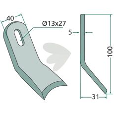Y-flail fra Rasant og Mulag, designet med 13X27 mm hul til præcisionsarbejde.