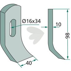 Slagkniv med 16X34 mm hul, perfekt til brug med Noremat og Mulag.