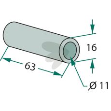 Bøsning slager Mulag 16x63mm, vigtig del for effektiv drift af landbrugsmaskiner.