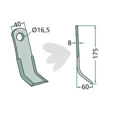 Y-slag med hul på 16,5mm, kompatibel med Kuhn og Nobili for effektiv anvendelse.