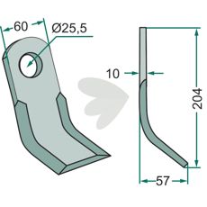 Y-slag 60X204mm med 25,5mm hul, ideelt til tunge landbrugsarbejder.