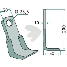 Vinkelkniv 1321/94, perfekt til præcision og effektiv bearbejdning af jord.