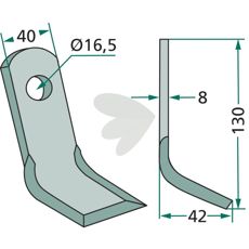 Y-slag 40X130mm med et 16,5mm hul, særligt til robuste arbejdsforhold.