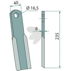 Slagkniv fra Nobili med 16,5 mm hul, fremragende til alsidig brug i marken.