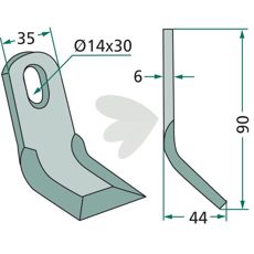 Y-flail Nobili og Kuhn, hul 14X30mm, perfekt til landbrug og stel.