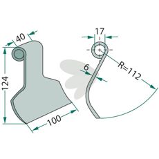 Kraftfuld slagkniv Nobili og Kuhn, hul 17 mm, for pålidelig skæreydeevne.