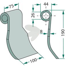 Slagkniv til Mörtal, OMARV, Palladino, Pegoraro med hul 26 mm.