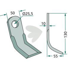 Y-flail OMARV 50X130mm med hul 25,5mm, perfekt til tunge opgaver.