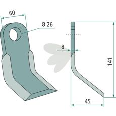 Y-flail Orsi med hul på 26mm, optimal til forskellige landbrugsanvendelser.