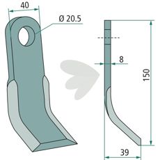 Y-flail Orsi, hul 20,5mm, ideel til alle typer landbrugsarbejde.