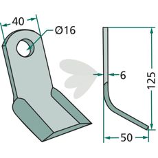 Y-hammer for Bucher og Procomas, hul 16mm, ideel til effektiv drift af maskiner.