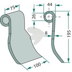 Slagkniv Quivogne med hul 26 mm, ideel til effektiv maskinoperation.