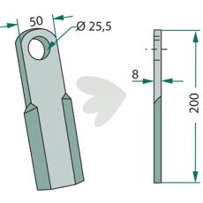 Rett kniv B 225017, designet til præcision og effektivitet inden for landbrug.