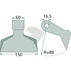 Hammerflage 60/150mm med hul 16,5mm, optimerer kraftoverførslen.