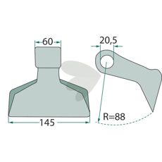 Hammerflage 60/145mm, hul 20,5mm, ideel til robust konstruktion.