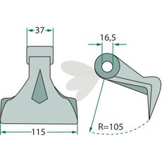 Hammerflage 37/115mm, har et hul på 16,5mm, ideel til præcisionsarbejde.