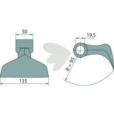 Hammerflage 50/135mm, udstyret med et hul på 19,5mm for holdbare resultater.