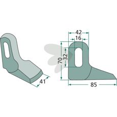Hammerflage 41mm med hul 32X16mm, ideel til holdbar anvendelse.