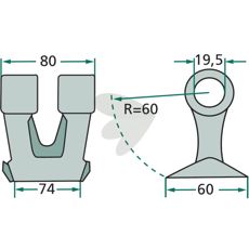 Hammerflage 80/74mm med hul på 19,5mm, fremragende til holdbarhed og funktionalitet.