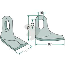 Hammerhakke 50mm med hul 26X16mm, perfekt til robuste anvendelser.